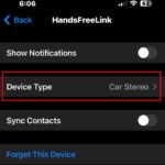 Setting Device Type to Car Stereo on iPhone Bluetooth Settings