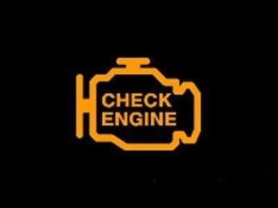 The check engine light illuminated on a Mini Cooper's dashboard