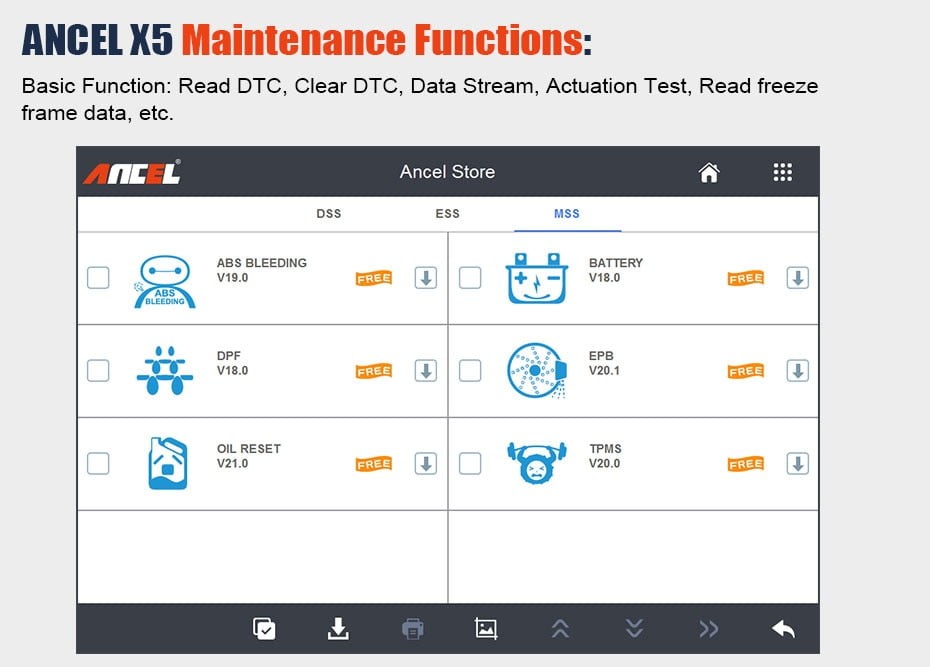 Ancel X5 Diagnostic Tool with Tablet Maintenance Functions