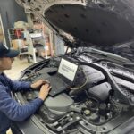 BMW under bonnet with tech