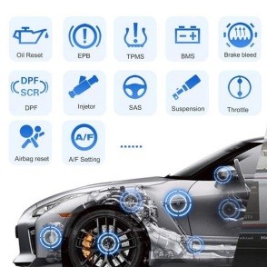 close up of automotive technician using diagnostic equipment