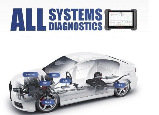 automotive technician using diagnostic tool to inspect car engine