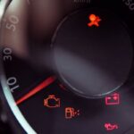 SRS dash light illuminated indicating a problem with the airbag system