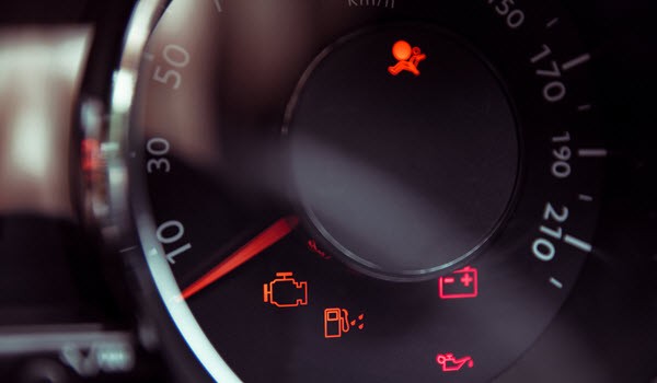 SRS dash light illuminated indicating a problem with the airbag system