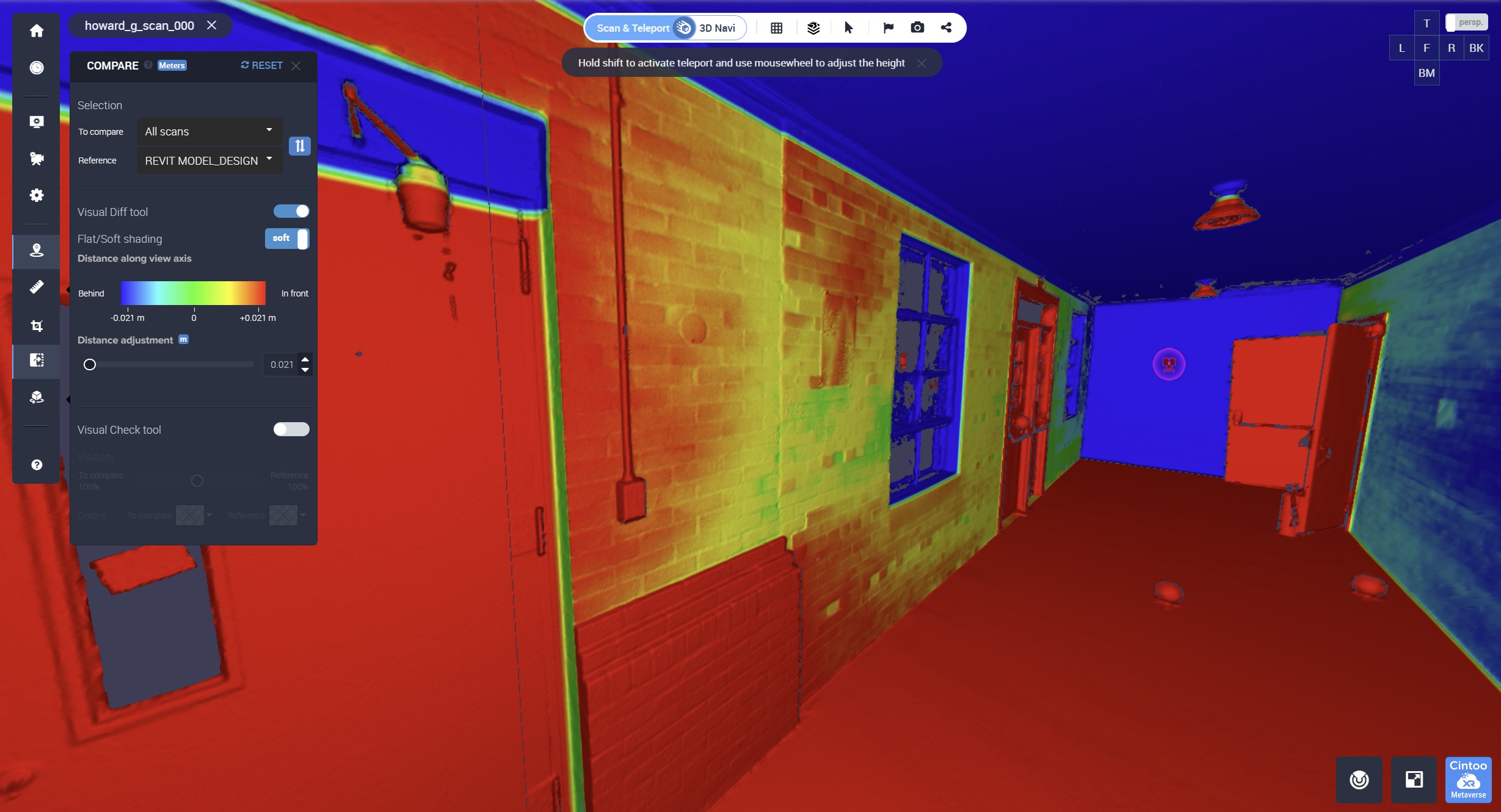 Color-Coded Visual Difference Display in Scan Tool Comparison