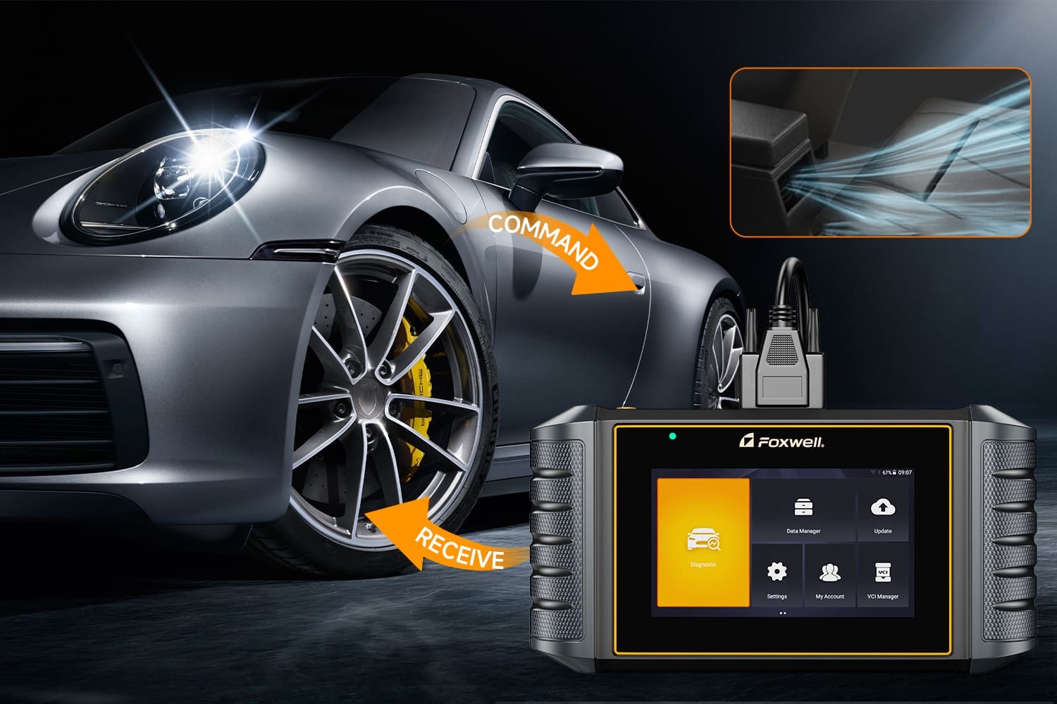 Vehicle computer diagnostic with OBD II scanner tool
