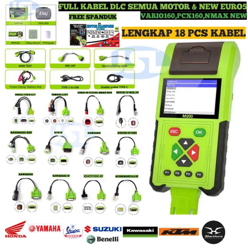 PILIHAN PAKET SCANNER JDIAG M200 FULL DLC SEMUA MOTOR INJEKSI PCX160 VARIO160 NMAX NEW KTM