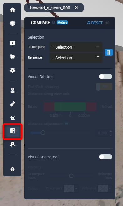 Accessing Comparison Tools in Scan Software