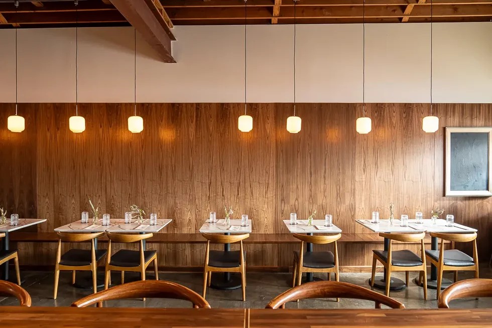 Off Elm's bar area showcasing its intimate and modern design
