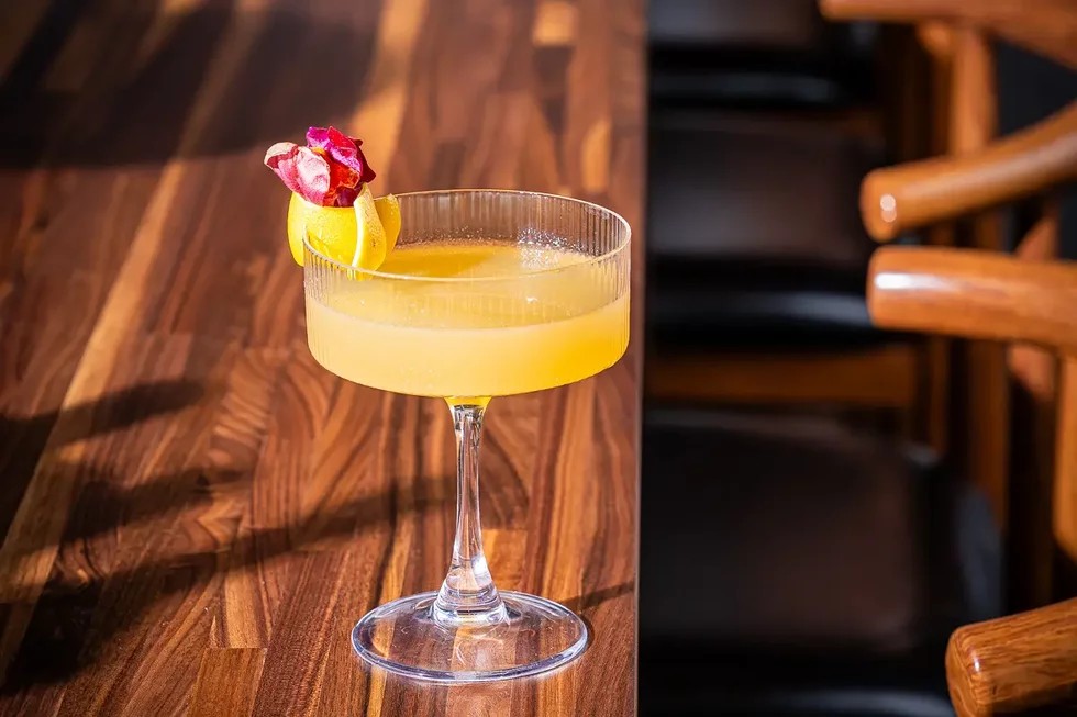 A beautifully presented cocktail at Off Elm, highlighting their expertly crafted drinks
