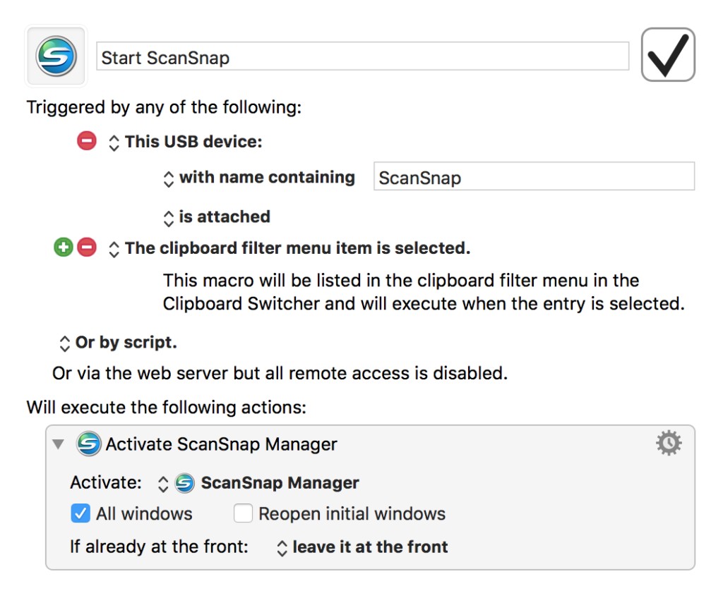 Start ScanSnap on Connect Macro