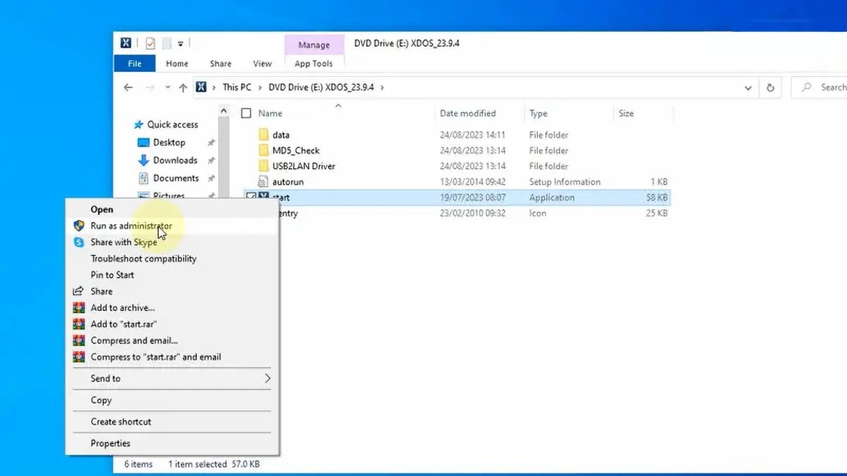 Selecting Language and Running as Administrator